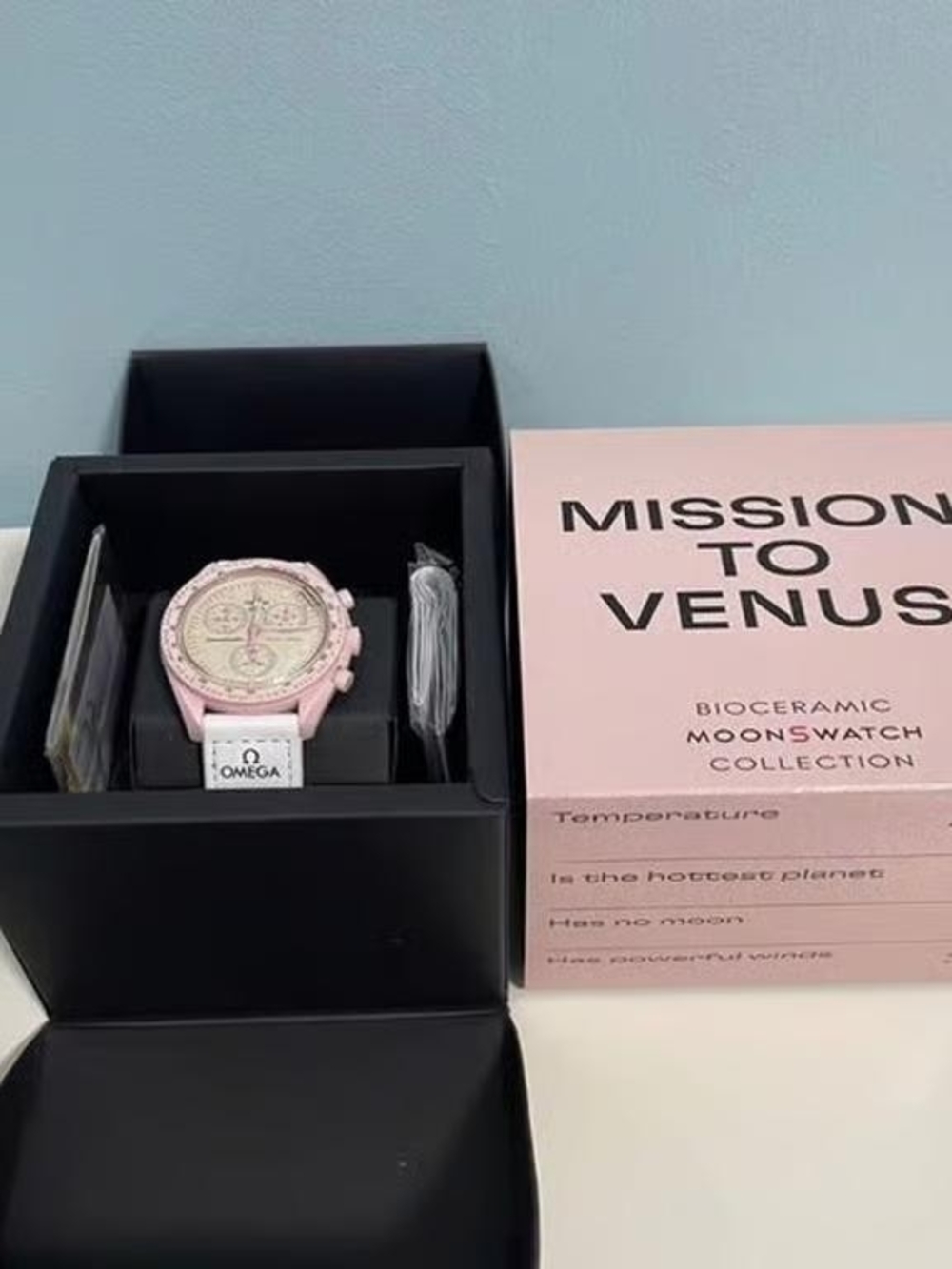 Swatch Pink and White Speedmaster Style Chronograph Watch - Picture 2 of 4